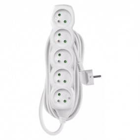 Predlžovačka 10m-5z P0510, 3x1,0mm2, biela