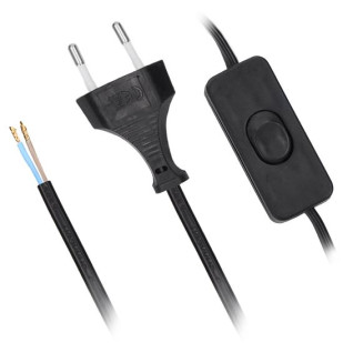 FLEXO šnúra PVC 2x0,75 mm2 / 2m CYLY s vypínačom čierna (PF 18)