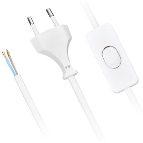 FLEXO šnúra PVC 2x0,75 mm2 / 3m CYLY s vypínačom biela (PF13)