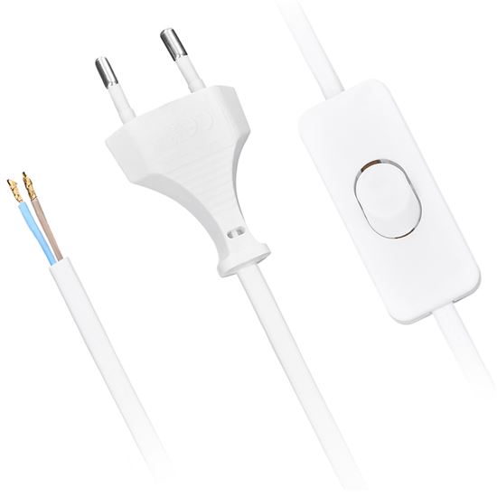 FLEXO šnúra PVC 2x0,75 mm2 / 3m CYLY s vypínačom biela (PF13)