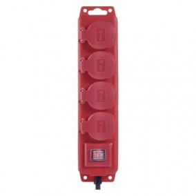 Predlžovačka 3m-4z P14131, 3x1,5mm2, červená s vypínačom, IP44