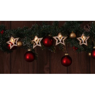 Vianočná reťaz TR-X22052 LED drev. hviezda, čas., 2xAA