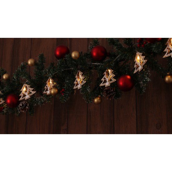 Vianočná reťaz TR-X22055 LED drev. stromček, čas., 2xAA