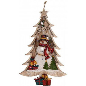 Vianočná dekorácia KID 24 LED drevený stromček na dvere, 2x AA