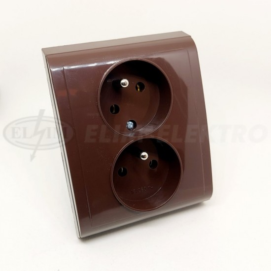 PRAKTIK 2-zásuvka (4FN 150 88.916) hnedá natočená
