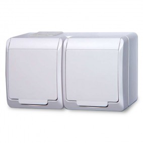 Zásuvka IP44 dvojnásobná 220V (0322-02) biela HERMES