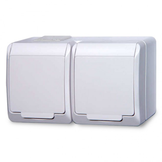 Zásuvka IP44 dvojnásobná 220V (0322-02) biela HERMES