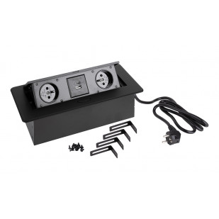 Zásuvka výklopná STRONG 2x230+2xUSB A/C (405228)  čierna