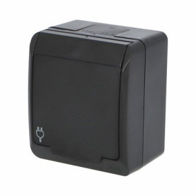 Zásuvka IP44 220V (5321-09) čierna GALATEA