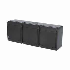 Zásuvka IP44 trojnásobná 220V (5323-09) čierna GALATEA