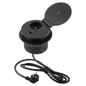 Zásuvka výklopná STRONG 1x230+1xUSB A/C +bezdr. (403252) čierna
