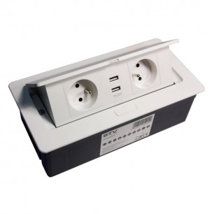 Zásuvka výklopná 2x230+USB (50088) GTV-PBSU+USB biela