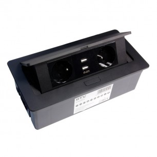 Zásuvka výklopná 2x230+USB (50087) GTV-PBSU+USB čierna