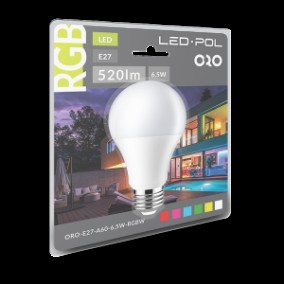 ORO LED žiarovka E27 A60 6,5W RGBW s ovládačom